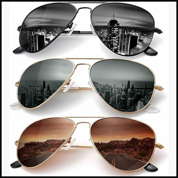 Polarized Aviator Sunglasses with UV Blocking Metal Frame